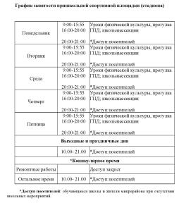 График занятости пришкольной спортивной площадки (стадиона)